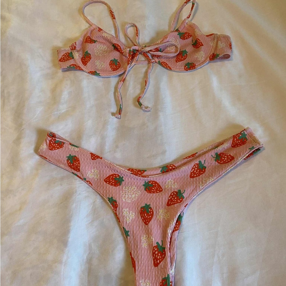 Strawberry Print Bikini Set